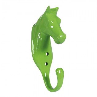 Perry Equestrian Horse Head Single Stable/Wall Hook in Green
